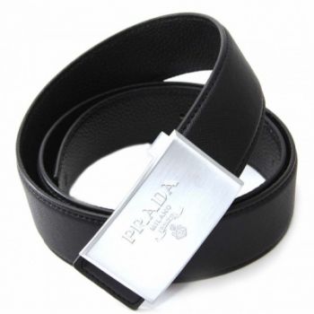 Prada Silver Plate Buckle Black Saffiano Textured Leather - Men Wallet & Belts - Best Price in Pakistan - HitShop.pk